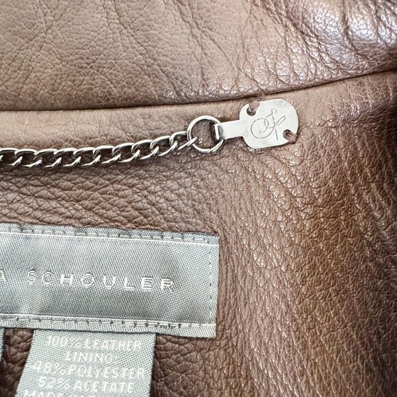 Proenza Schouler Roll Collar Brown Leather Jacket | Size 2 | NWT Color Variation - Picture 11 of 16